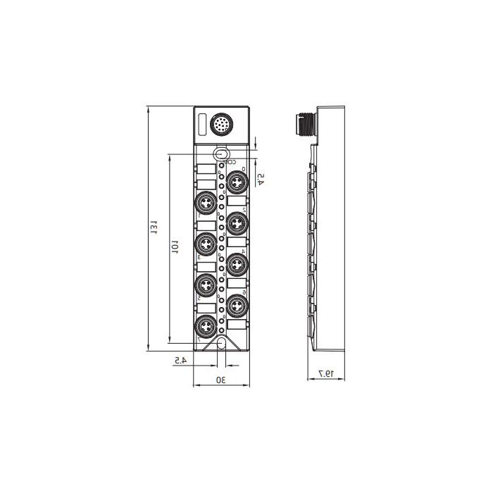 M8分线盒、PNP、8端口分体式、带LED、M12集成接口基座、23P8S1